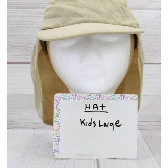 LL Bean Kids Tan Nylon Buzz Off Insect Shield Summer Trapper Hat Size L - Picture 9 of 9